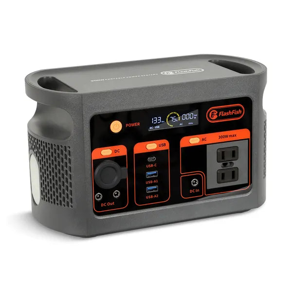 Portable Power Station 300W – 179Wh LiFePO4 Solar Generator with Fast Charging, AC/USB/DC Outputs for Camping, Home Backup & Emergencies