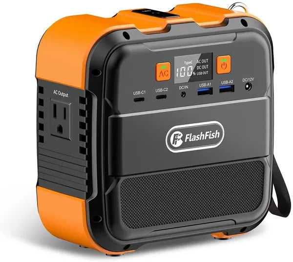 Portable Power Station 98Wh (26,400mAh) – 120W Solar Generator with AC/DC/USB/Type-C & Flashlight for Camping, Travel, RV & Emergency Backup