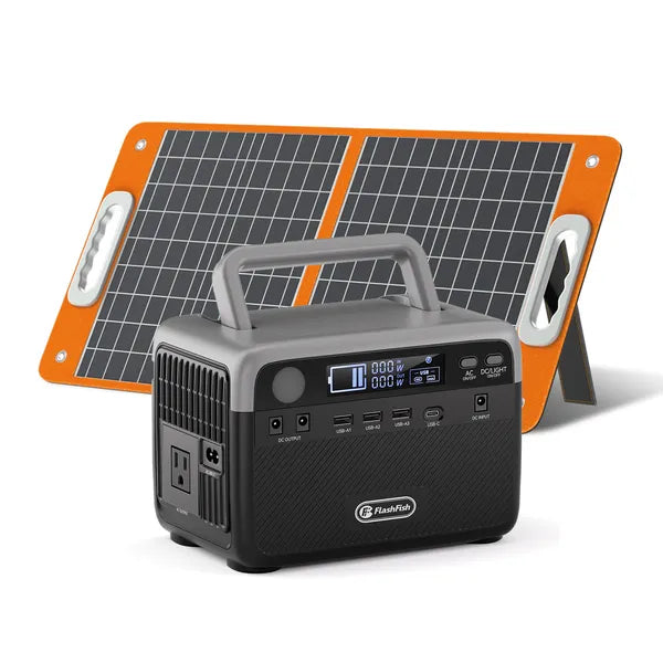 300W Portable Power Station with 230.4Wh LiFePO4 Battery and 60W Solar Panel – 600W Peak Solar Generator for Camping, Emergency Backup, and Off-Grid Power