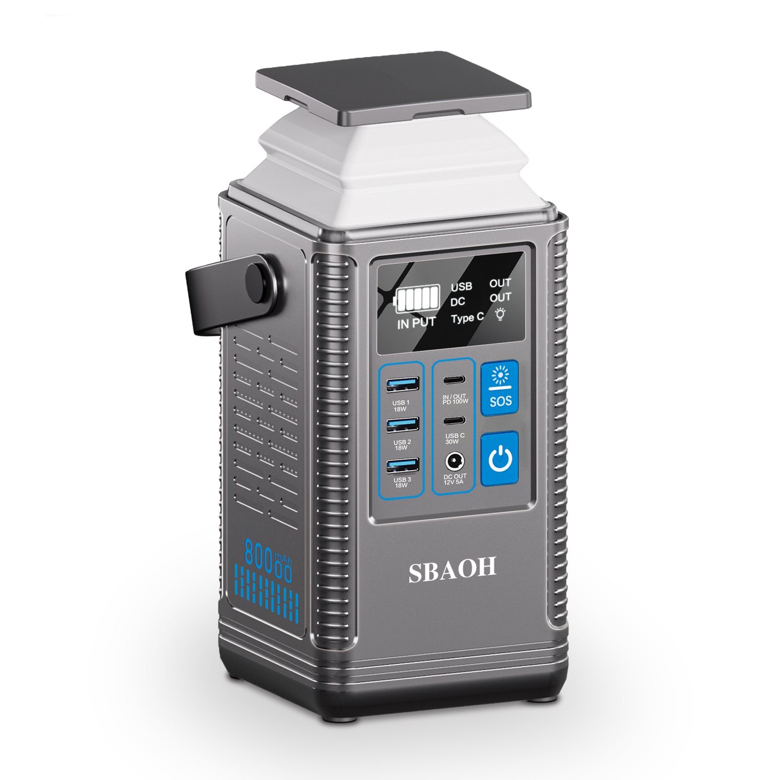 Portable Power Station 296Wh (80,000mAh) – Fast-Charging Backup Battery with PD100W, DC, USB, LED Light for Camping, Travel & Emergency Use