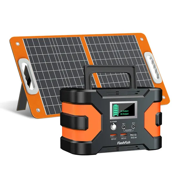 Portable Power Station 200W with 166Wh Backup Battery and 60W Foldable Solar Panel – CPAP Battery Pack for Camping, Emergency, and Off-Grid Charging